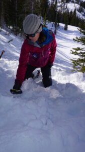 Avalanche scholarship recipient practicing beacon search with SIET